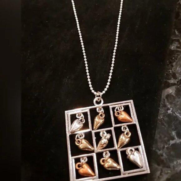 ✨Long Silver Tone Square Pendant Necklace 🌴 - Picture 1 of 8